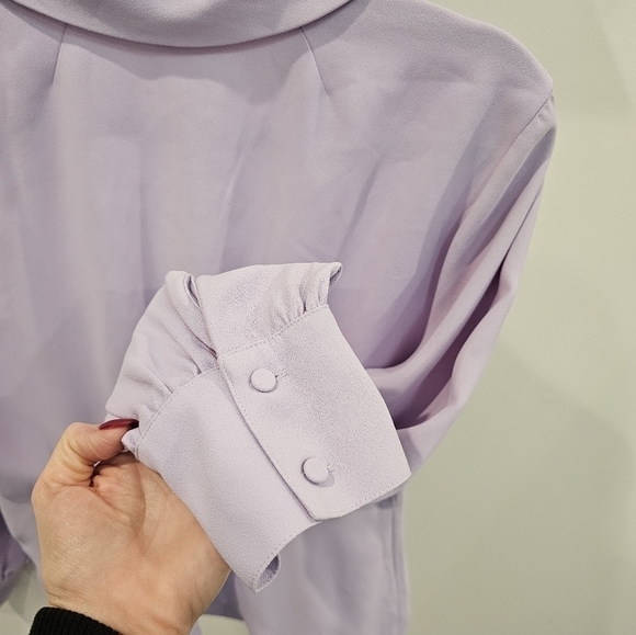 J. Crew Lilac Purple Drapey Faux Wrap Top 365 Crepe Fabric Size 8 - Picture 13 of 16